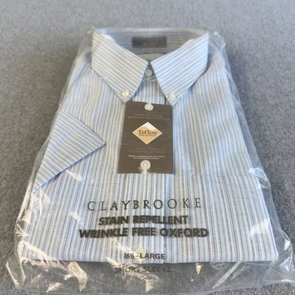Claybrooke Men’s 16.5 Short Sleeve Oxford Shirt – Wrinkle Free Stain Repellent T - Picture 8 of 14